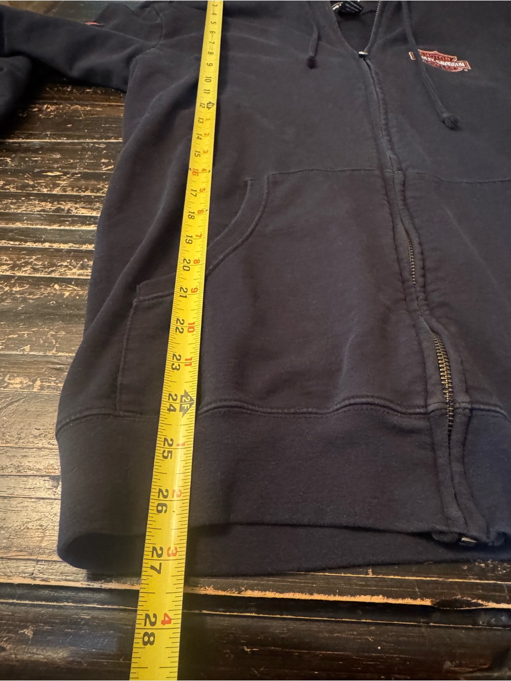 Harley-Davidson Black Hoodie with Orange Hood and Flame Sleeves - Picture 13 of 13